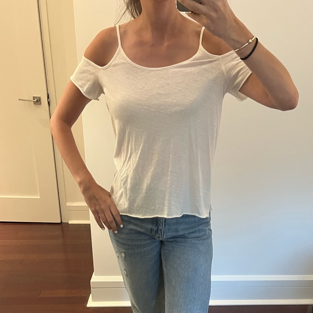 Allsaints white cold shoulder tee XS